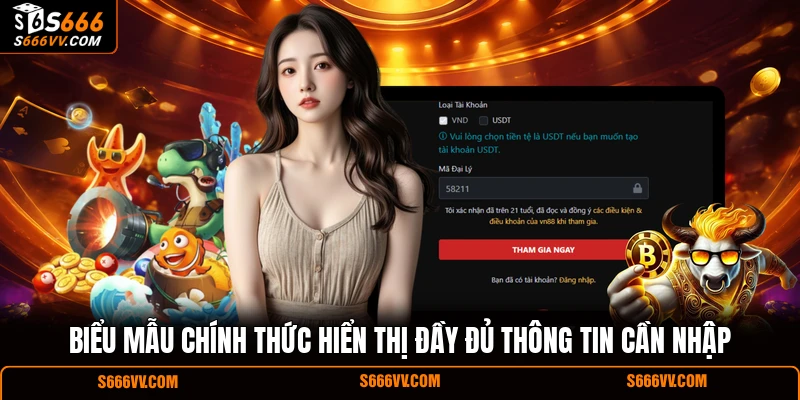 Biểu mẫu chính thức hiển thị đầy đủ thông tin cần nhập