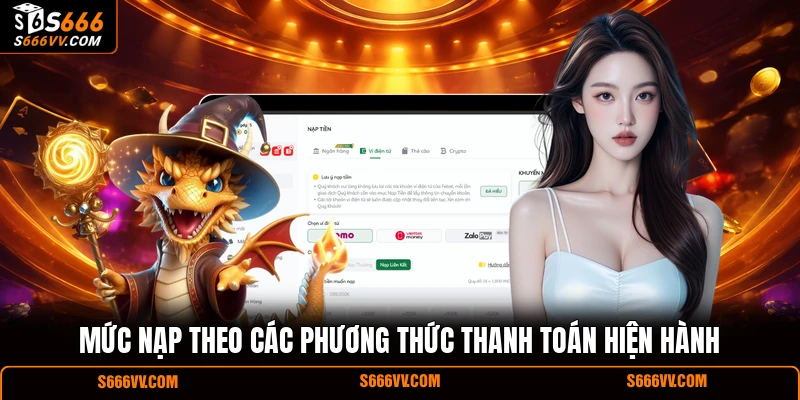 Mức nạp theo các phương thức thanh toán hiện hành